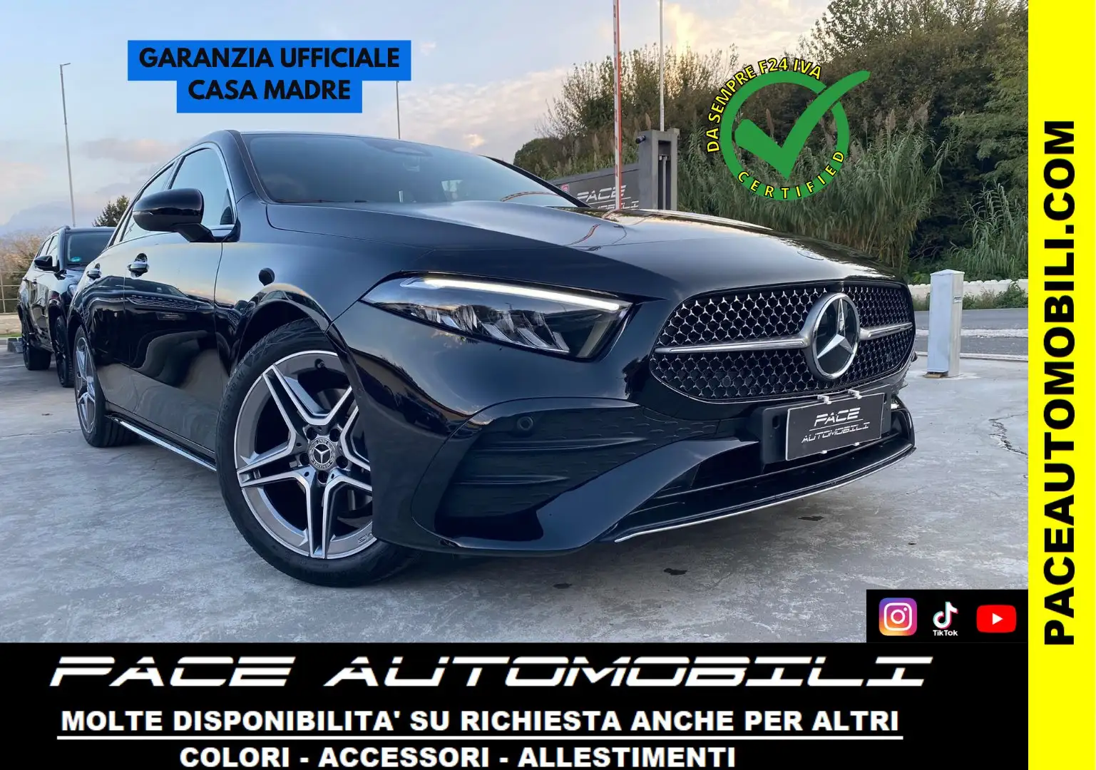 Mercedes-Benz A 200 NIGHT AMG PREMIUM NAVI 18" KAMERA 64 COLORI Nero - 1