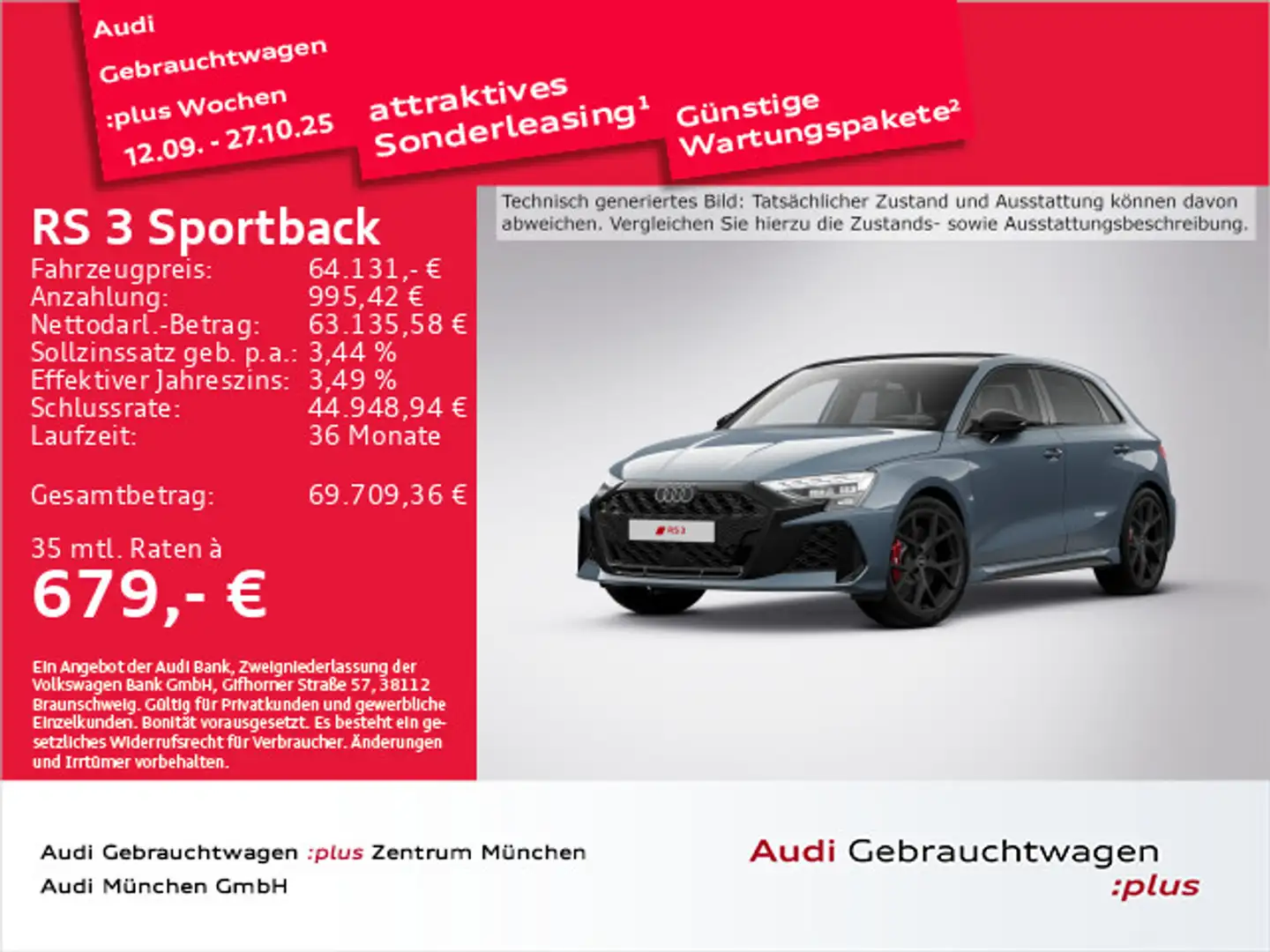 Audi RS3 RS3 Sportback S tronic SONOS/Matrix/Sportabgas/H Grau - 1