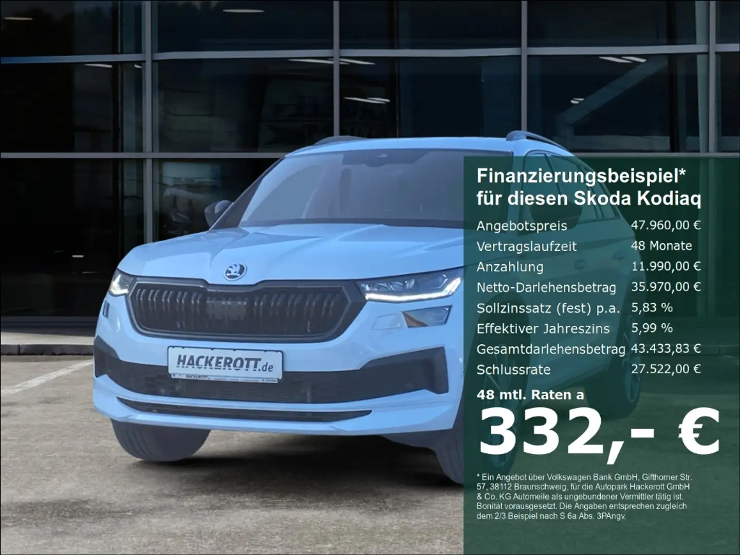 Skoda Kodiaq Sportline 2.0 TDI DSG 4x4 Navi AHK ACC Blanc - 1