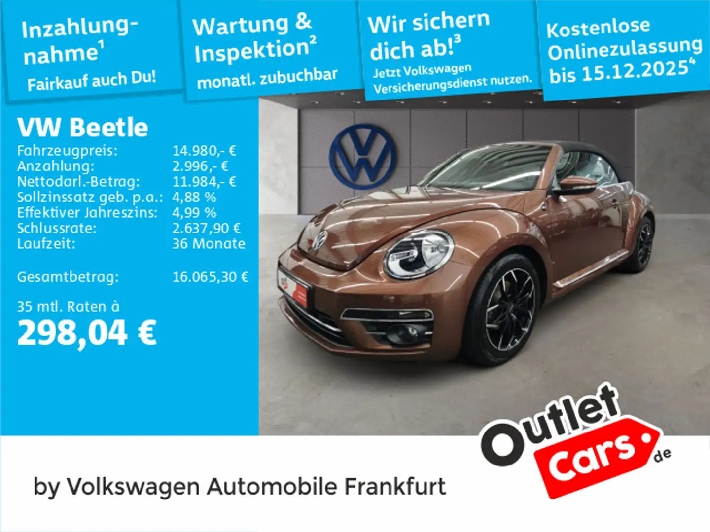 Volkswagen Beetle Cabriolet 1.2 TSI BMT Sound Navi Sitzheiz Brown - 1
