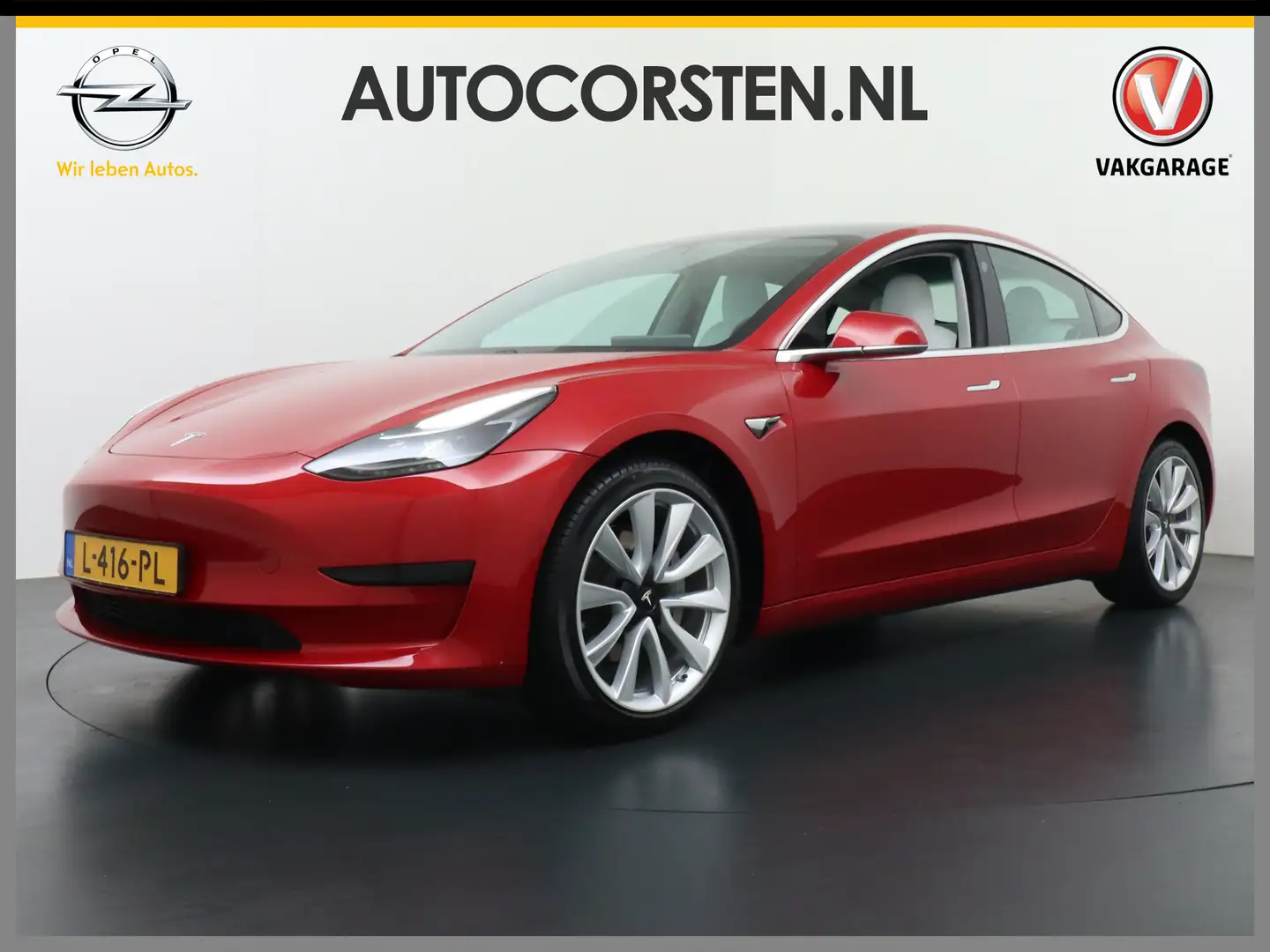 Tesla Model 3 RWD+ 60kWh 325PK **LFP ACCU** Ivoor Interieur 19"L Rood - 1