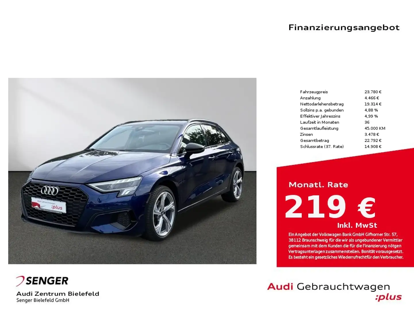 Audi A3 Advanced 30TDI MMI LED Audi connect Blauw - 1