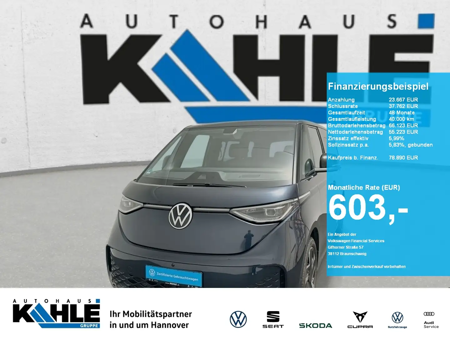 Volkswagen ID. Buzz ENERGY lang 7-Sitzer AHK Pano LED Blau - 1