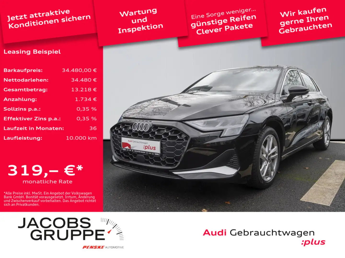 Audi A3 Sportback 35 TDI advanced LED,PDC,RFK Schwarz - 1