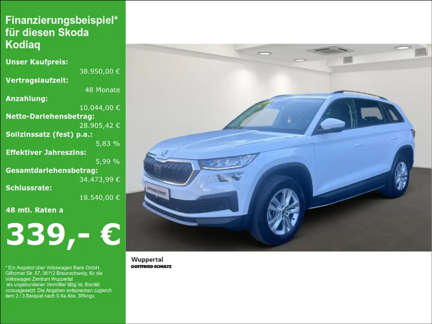 Skoda Kodiaq 2.0 TDI DSG NAVI STHZG PANO KAM ACC LED SHZ PDC LM Weiß - 1