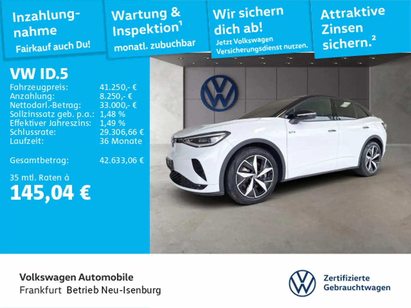Volkswagen ID.5 GTX 4Motion IQ.Light Navi SideAssist FrontA Weiß - 1