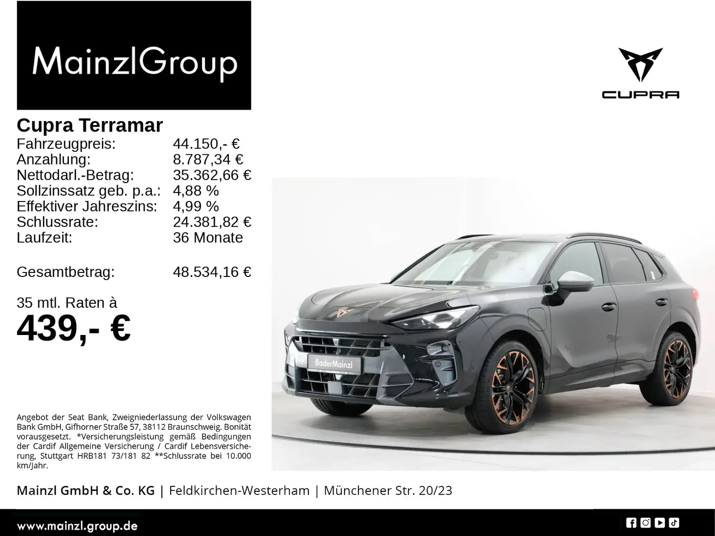 CUPRA Terramar 1.5 eTSI DSG Matrix Pano HUD 360° ACC Schwarz - 1