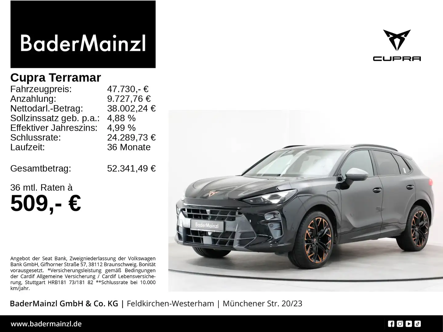 CUPRA Terramar 1.5 eTSI DSG Matrix Pano HUD 360° ACC Schwarz - 1