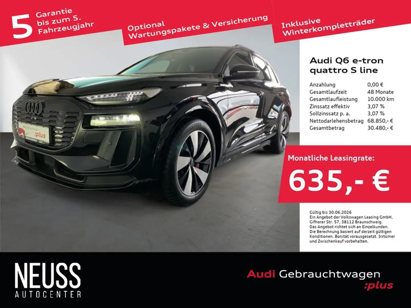 Audi Q6 e-tron quattro S line 360°+MATRIX+ACC+MEMORY+HPC Schwarz - 1