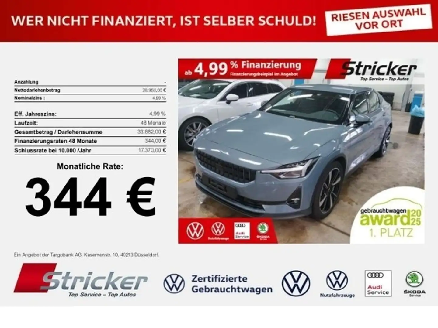 Polestar 2 Long Range Single Motor 344,-ohne Anzahlung Pilot Silber - 1