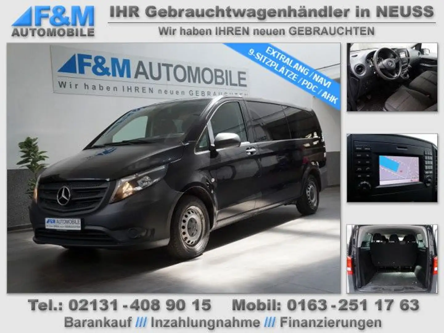 Mercedes-Benz Vito 116 CDI Tourer Ex-Lang Navi 9 Sitze AHK Schwarz - 1