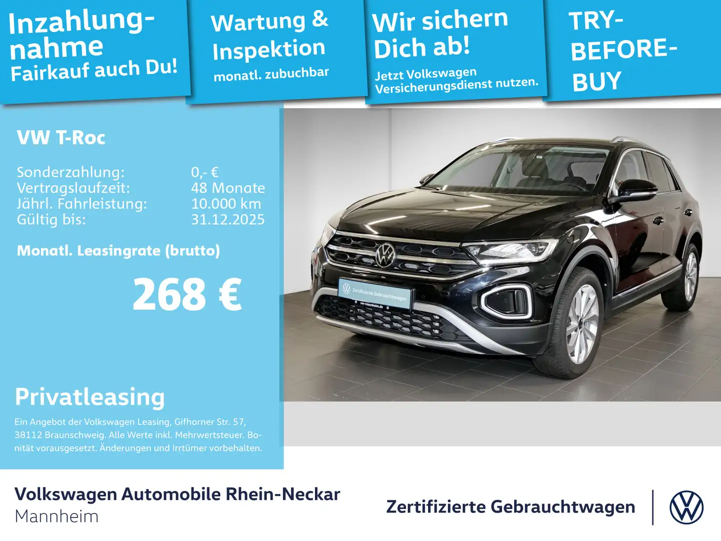Volkswagen T-Roc 1.5 TSI Style DSG Navi AHK LED uvm Schwarz - 1