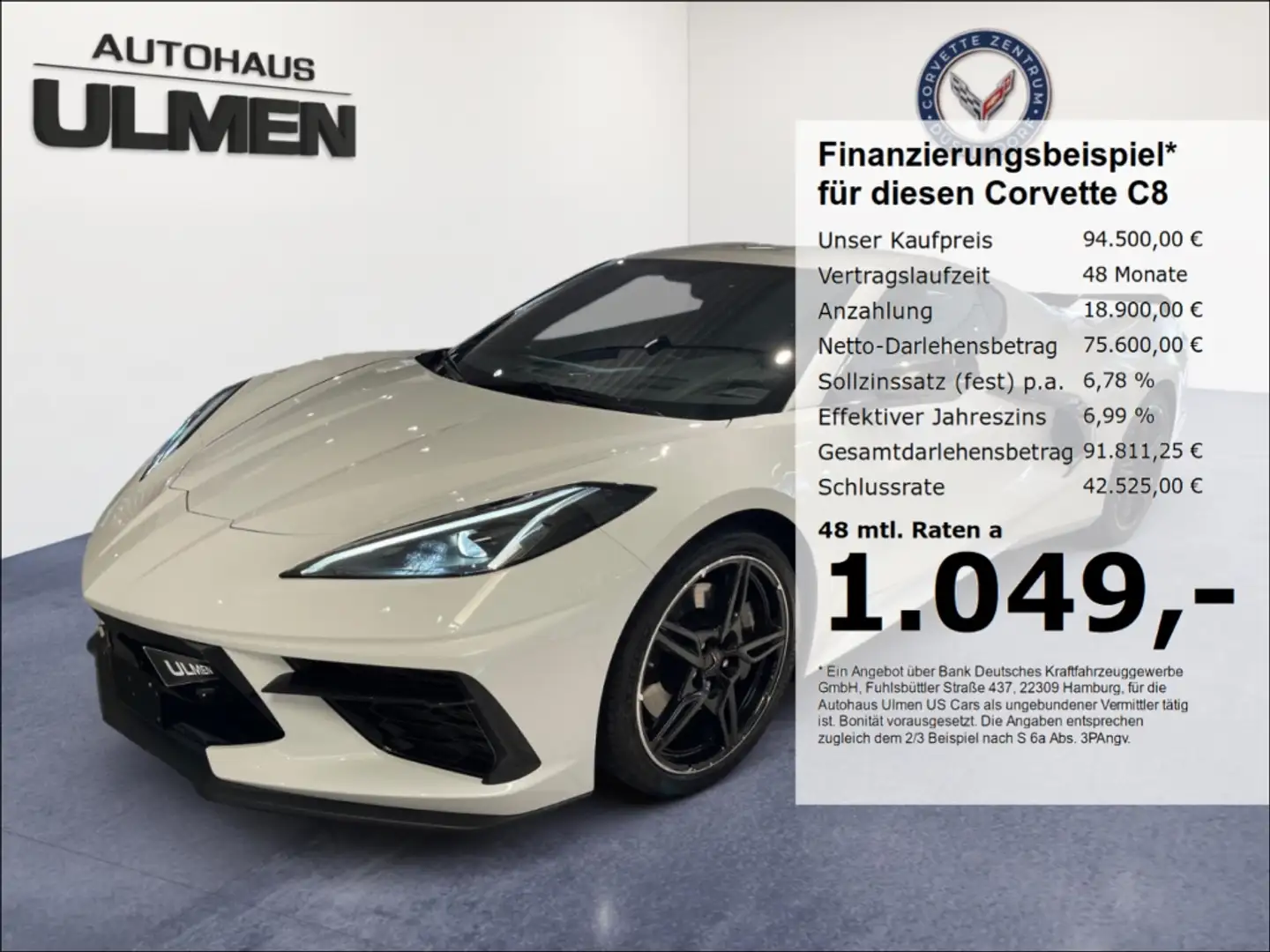 Corvette C8 Stingray 6.2 V8 3LT Voll Z51 Lift Magnetic Competi Blanco - 1