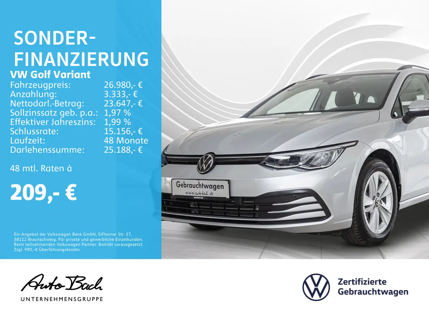 Volkswagen Golf Variant Golf VIII Variant 1.5 eTSI "Life" DSG Navi LED D Zilver - 1