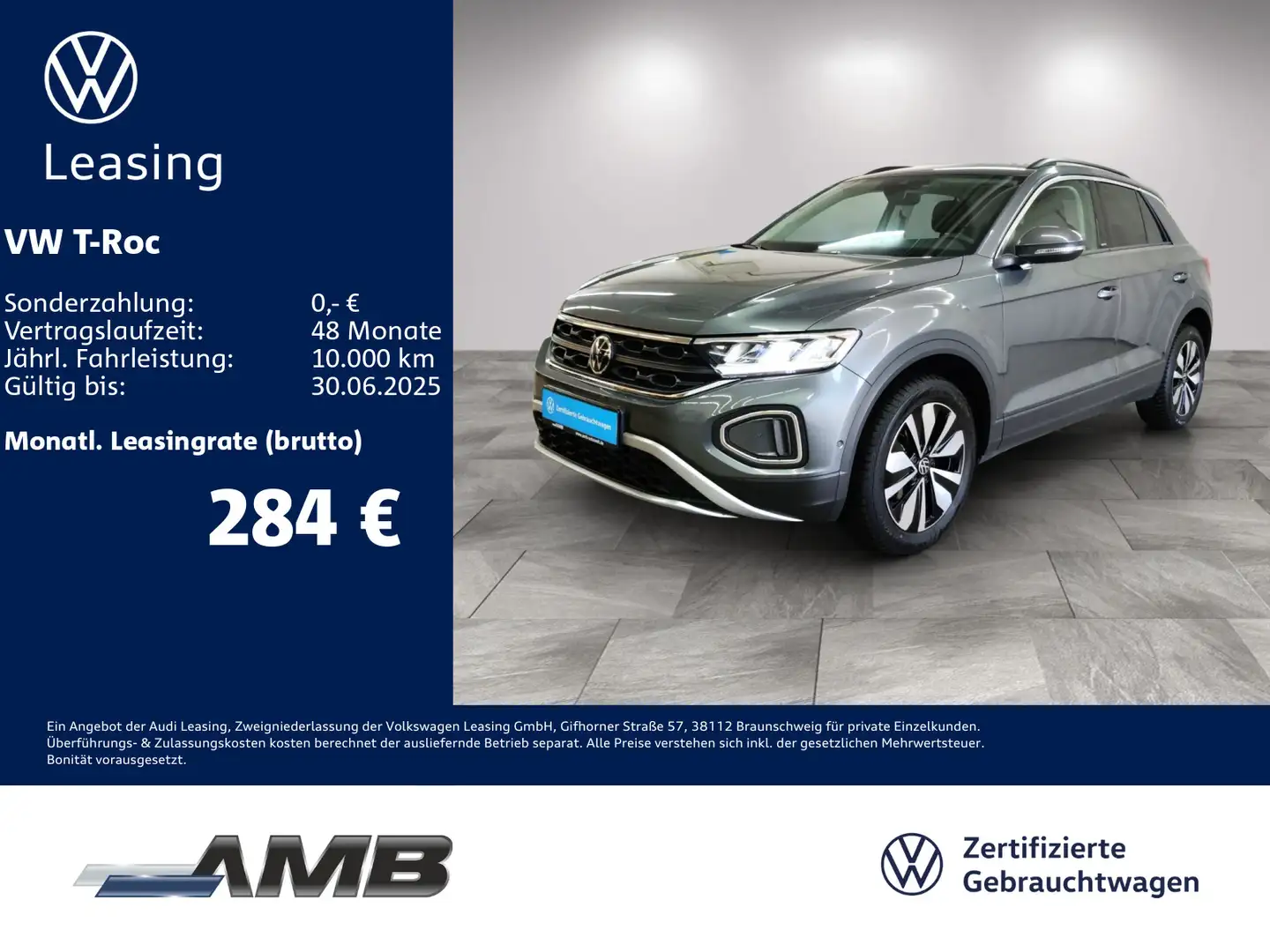 Volkswagen T-Roc Move 2.0 TDI AHK/Navi/Standhz/RFK/05.29Gar Grau - 1