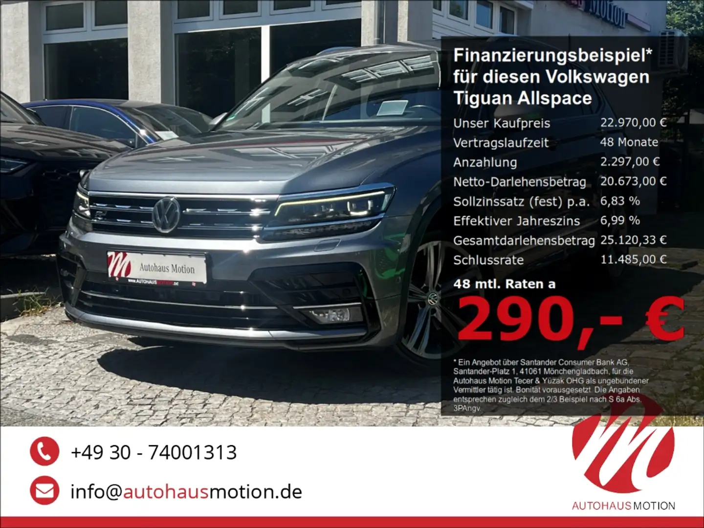 Volkswagen Tiguan Allspace R-Line 4M 2.0 TDI LED PANO HUD 360° ACC Gris - 1