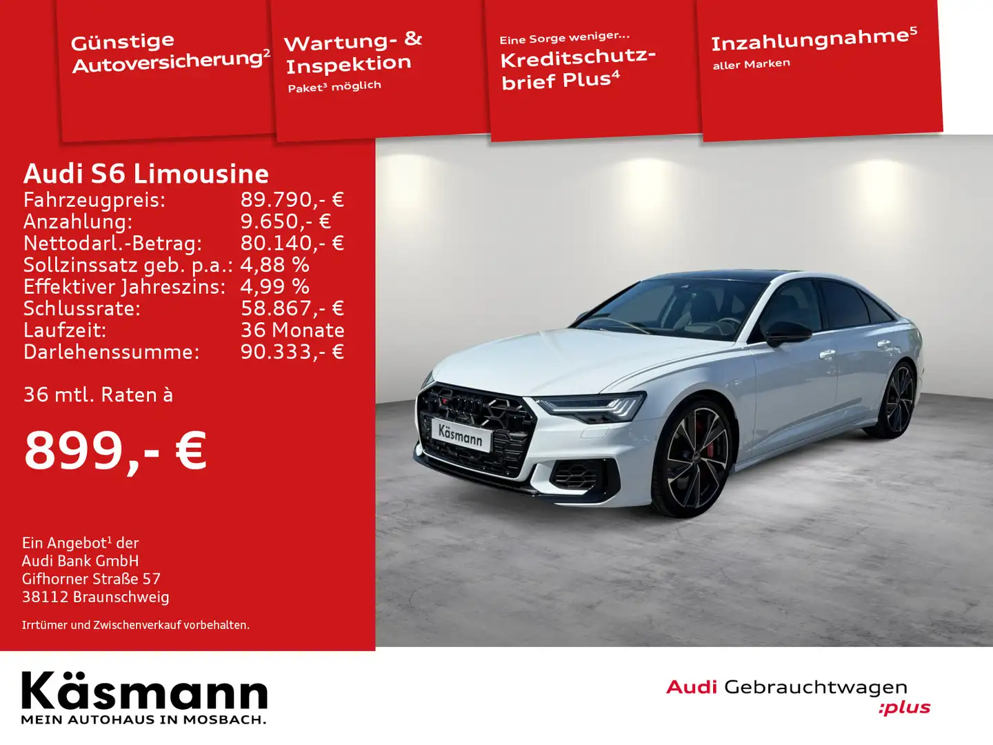 Audi S6 AHK B&O 360 MATRIX HUD Blanc - 1