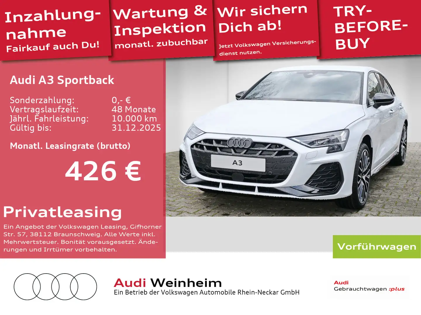 Audi A3 35 1.5 TFSI S line Rückfahrkamera L Weiß - 1