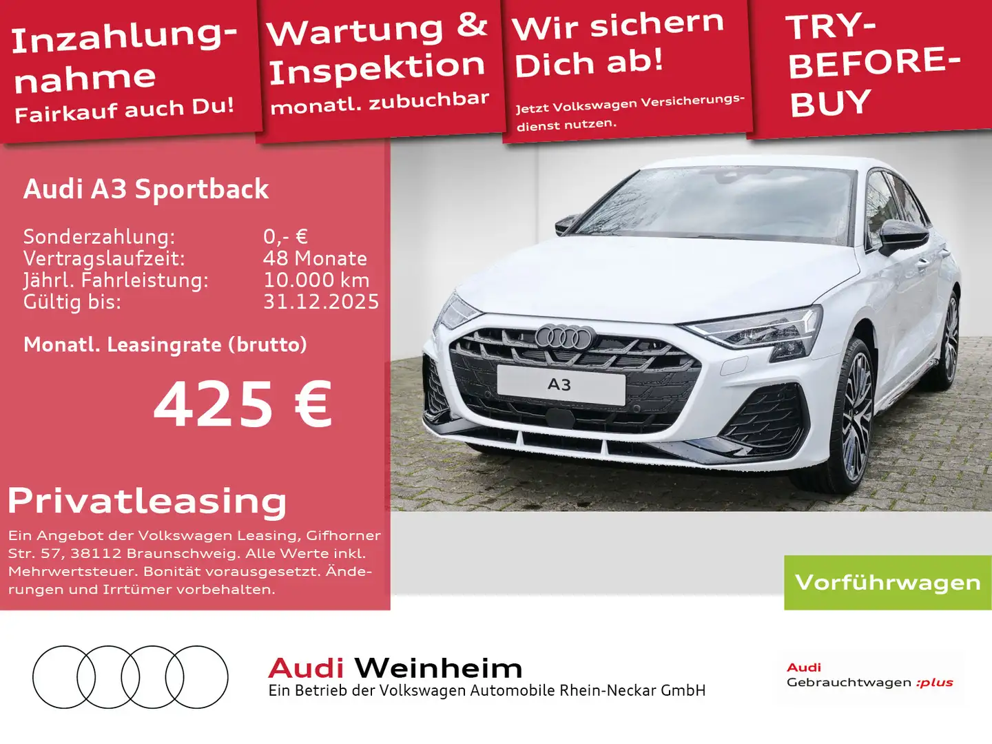 Audi A3 35 1.5 TFSI S line Rückfahrkamera L Weiß - 1
