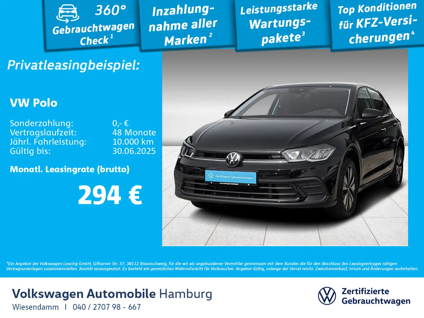 Volkswagen Polo 1.0 TSI DSG Move AHK/KAMERA/LED/NAVI/ACC Schwarz - 1