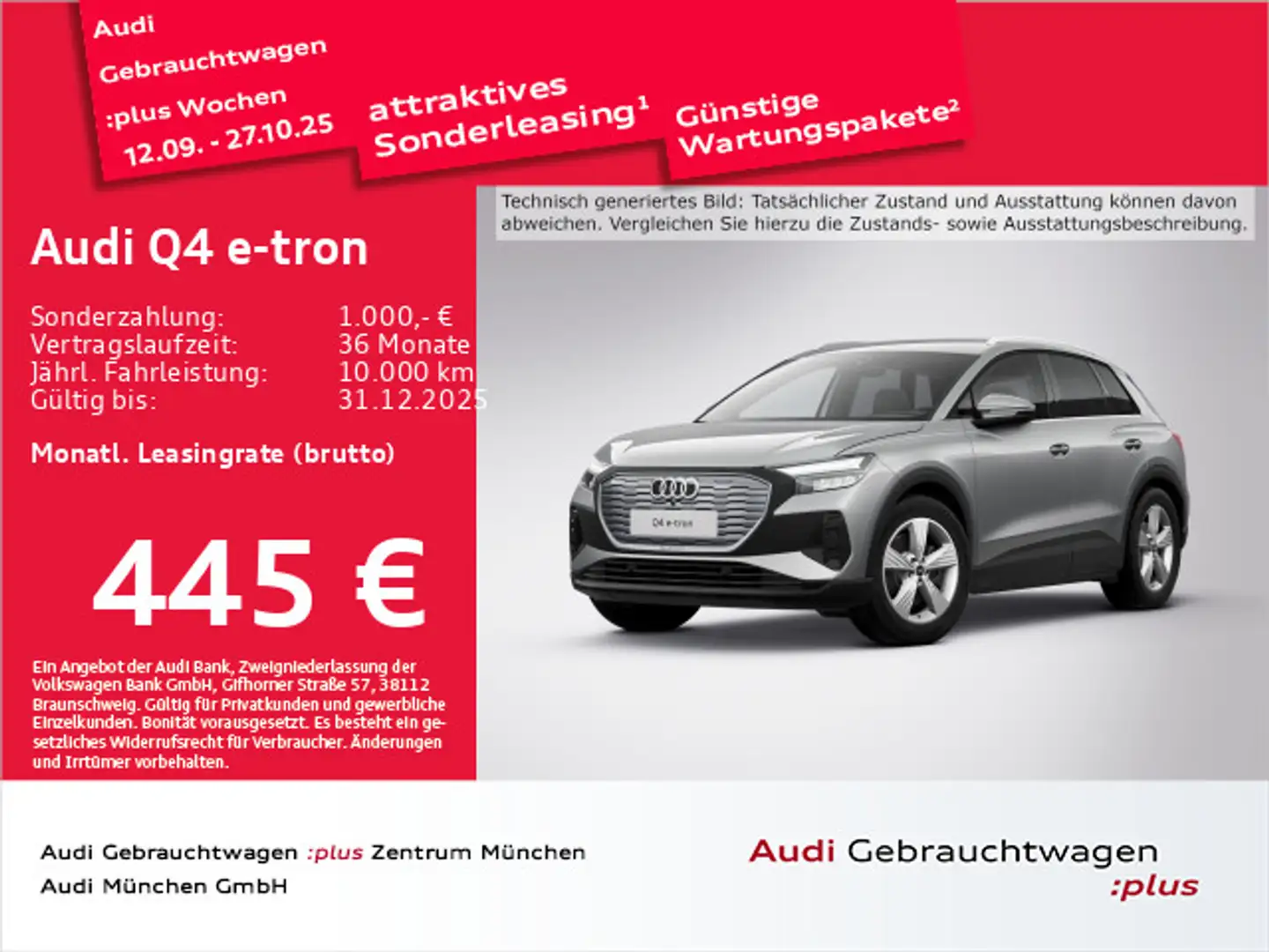 Audi Q4 e-tron 45 Wärmep./AHK/19"Zoll/Leder Grau - 1