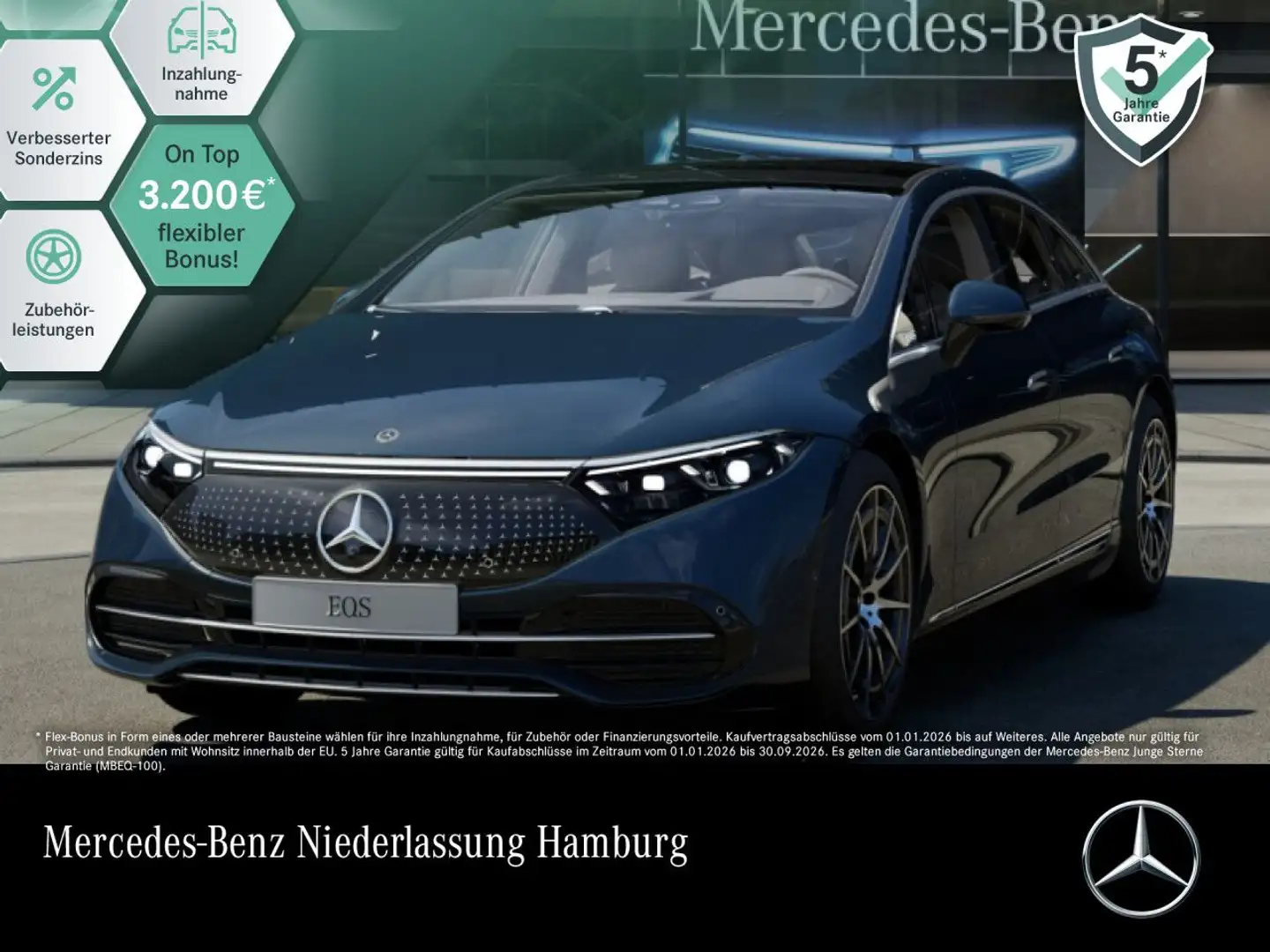 Mercedes-Benz EQS 580 4Matic Avantgarde Fahrass Airmat Pano HUD Blau - 1