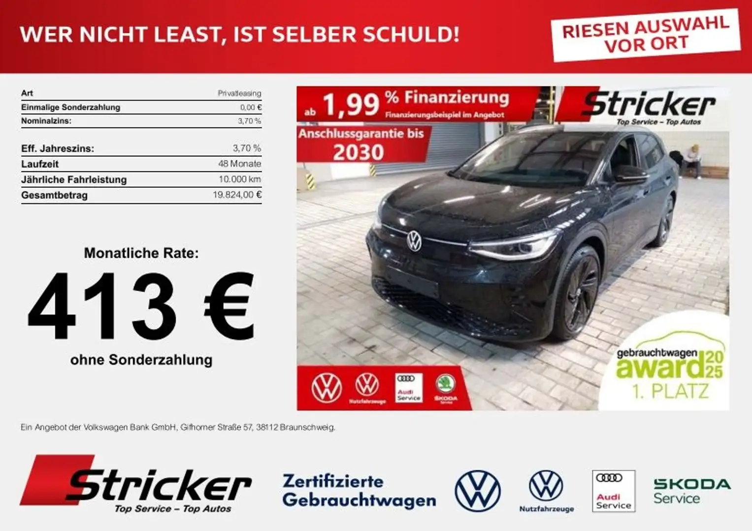 Volkswagen ID.4 GTX 250/77 342,-ohne Anzahlung H&K Pano Schwarz - 2