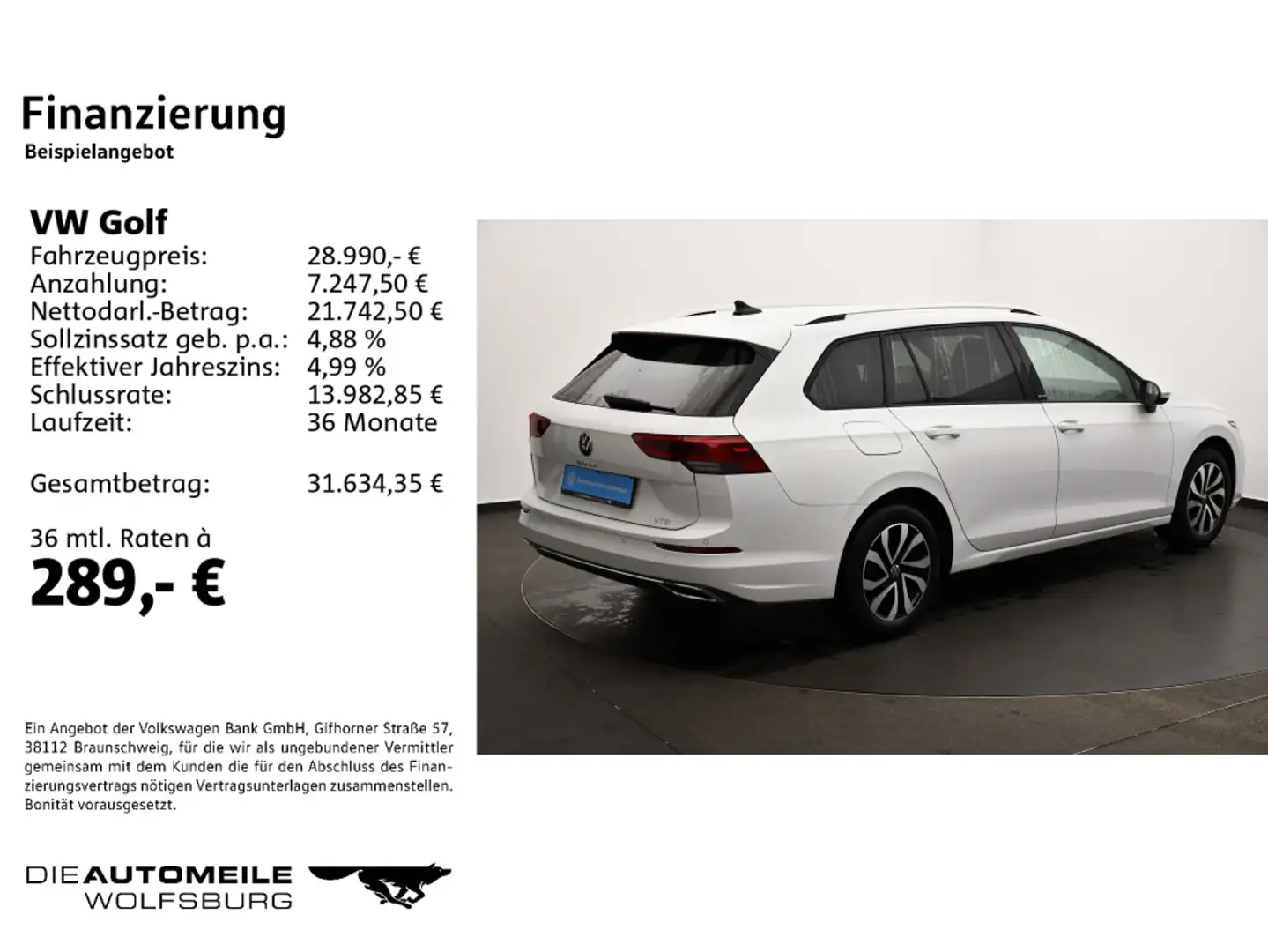 Volkswagen Golf Variant Golf 8 VIII Variant 1.5 eTSI DSG Active AHK/Navi White - 2