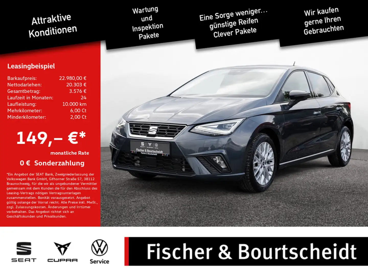 SEAT Ibiza 1.0 TSI FR 6-Gang KAM NAV PDC LED SHZ Grau - 1