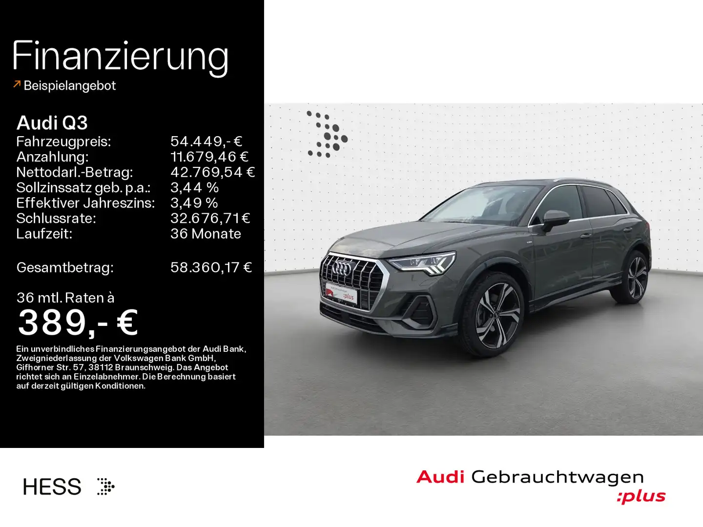 Audi Q3 45 TFSI quattro S-LINE*AHK*PANO*MATRIX*NAVI-P Grau - 1