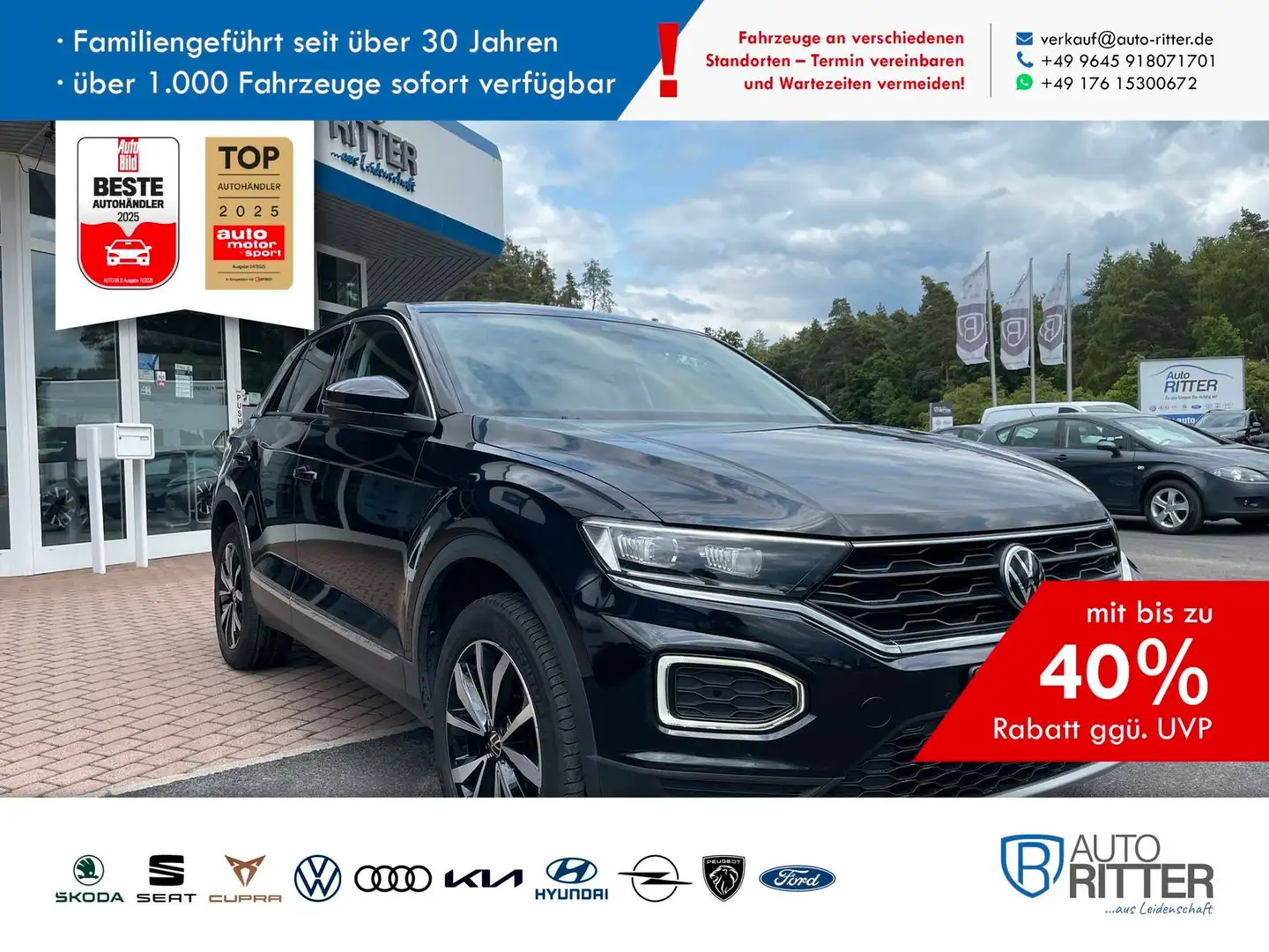 Volkswagen T-Roc 2.0 TDI DSG Style AHK+ACC+Navi+Kamera Schwarz - 1
