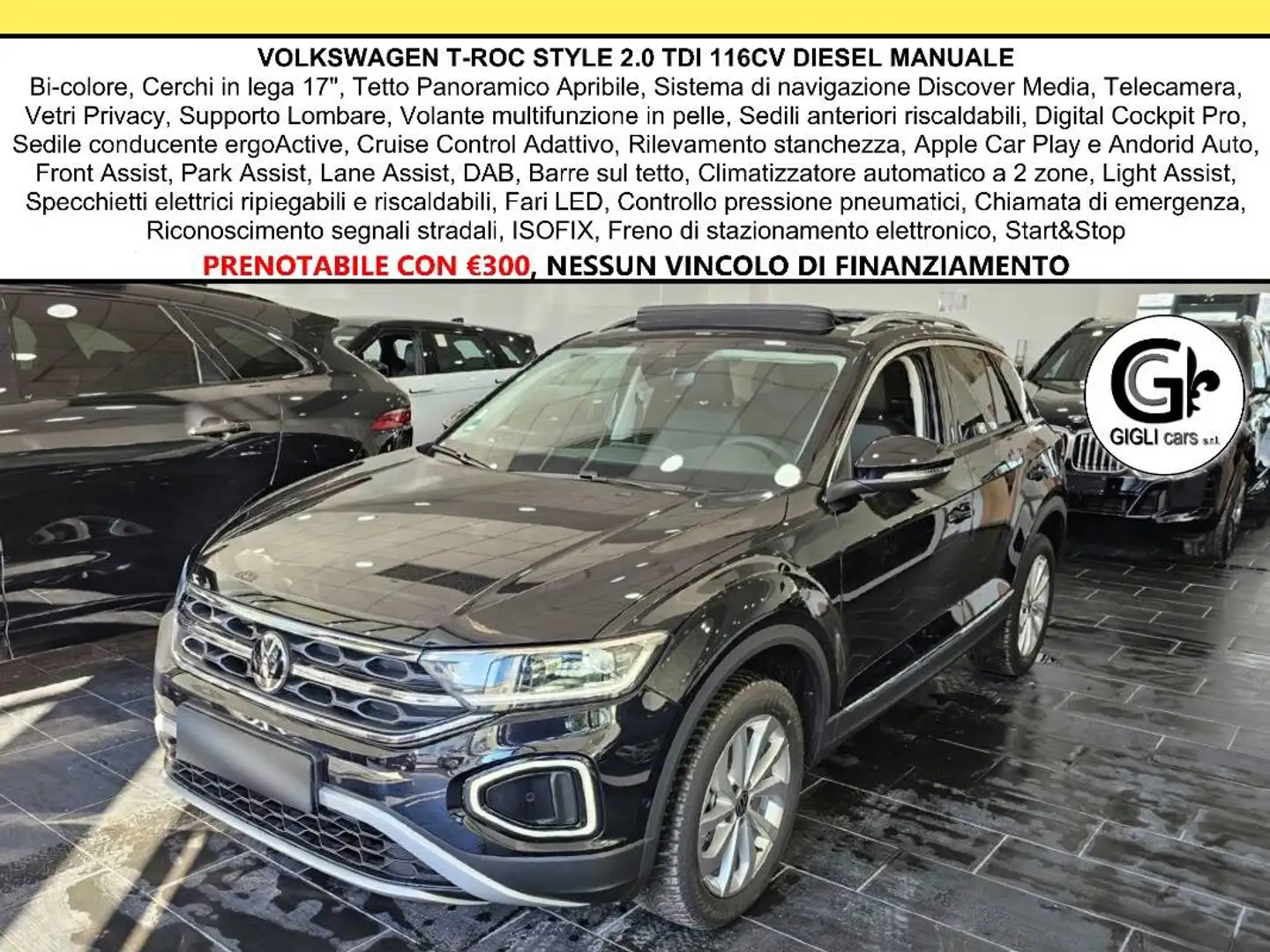 Volkswagen T-Roc 2.0 TDI Style Manuale Tetto Full Led PDC Nero - 1