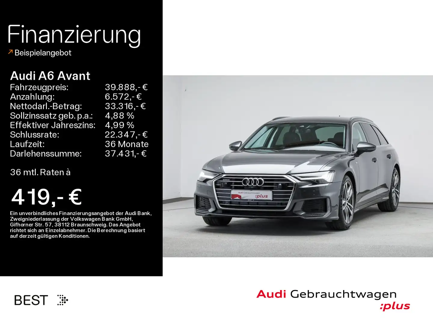 Audi A6 design S line 45 TDI qu. Air*B&O*Assist Grijs - 1