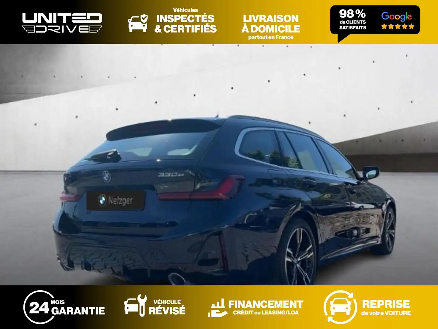 BMW 330 e Touring M Sport 292CV Bleu - 2