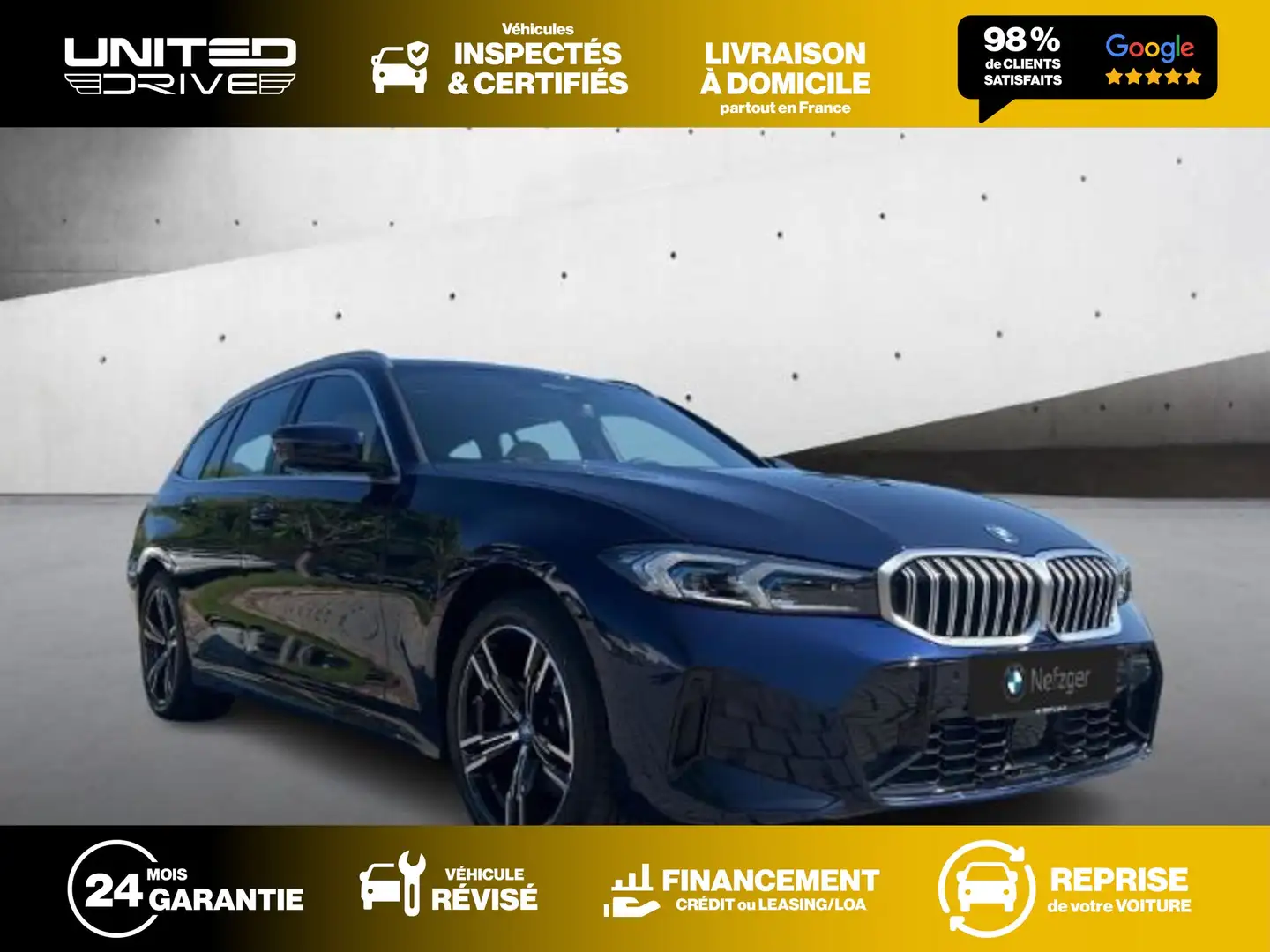 BMW 330 e Touring M Sport 292CV Bleu - 1