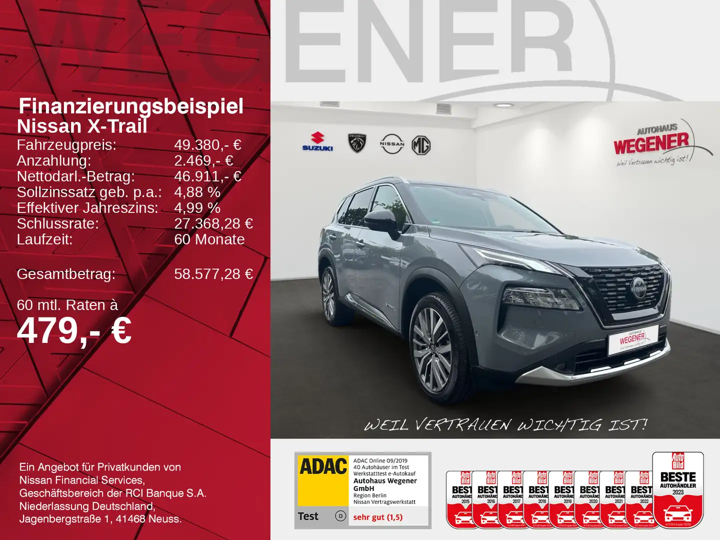 Nissan X-Trail X-TRAIL TEKNA+ 1.5 VC-T e-4ORCE 213 PS 4x4 7 Sit Grau - 2