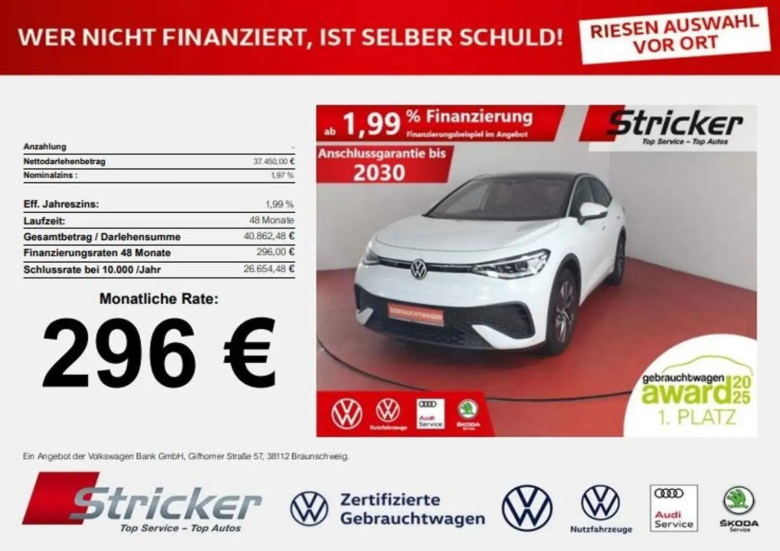 Volkswagen ID.5 Pro Performance 150/77 296,-ohne Anzahlung IQ.Lig Weiß - 1