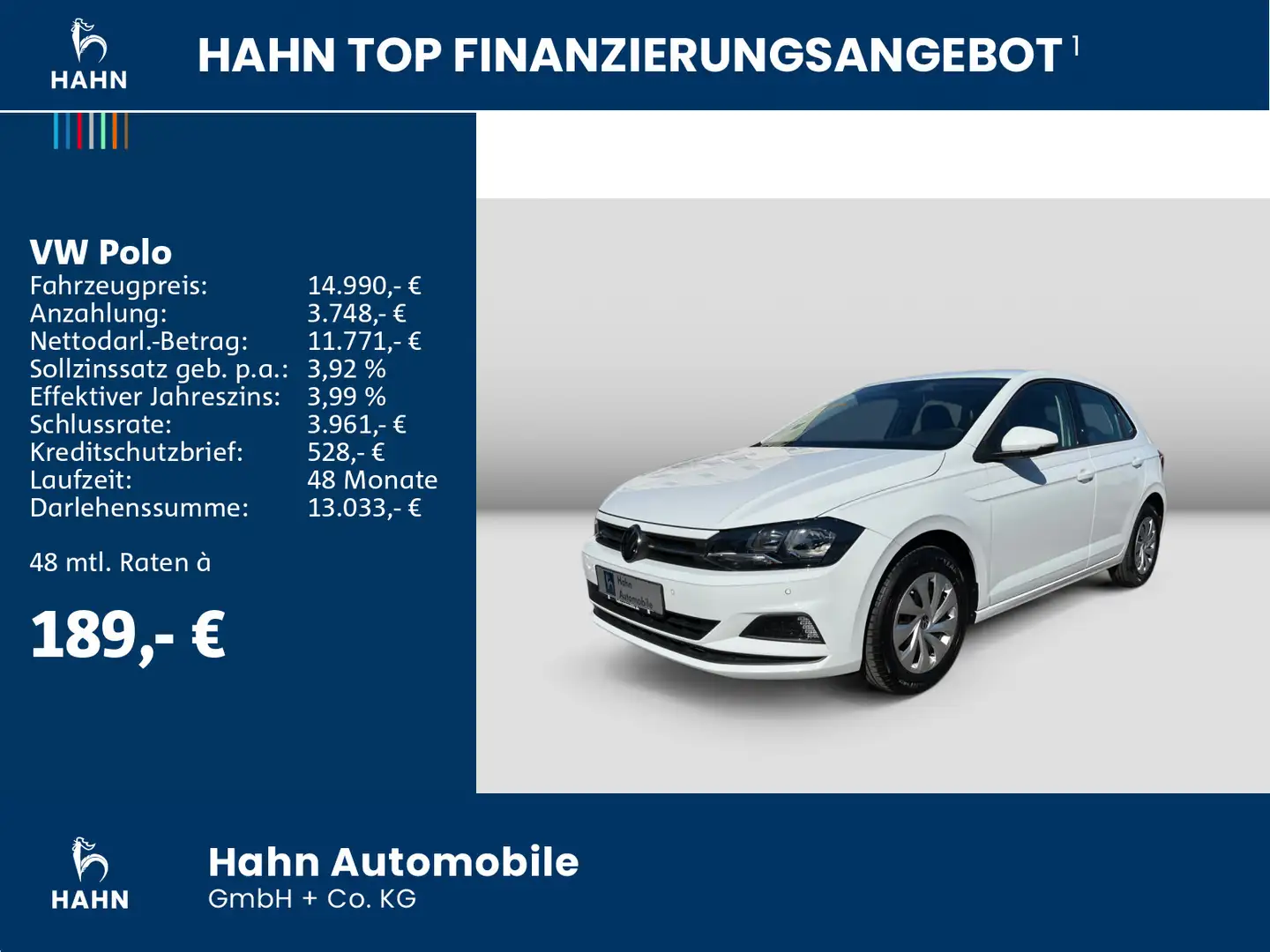 Volkswagen Polo 1.0TSI Comfortline ACC Sitzh Climatr Einpar Blanc - 2