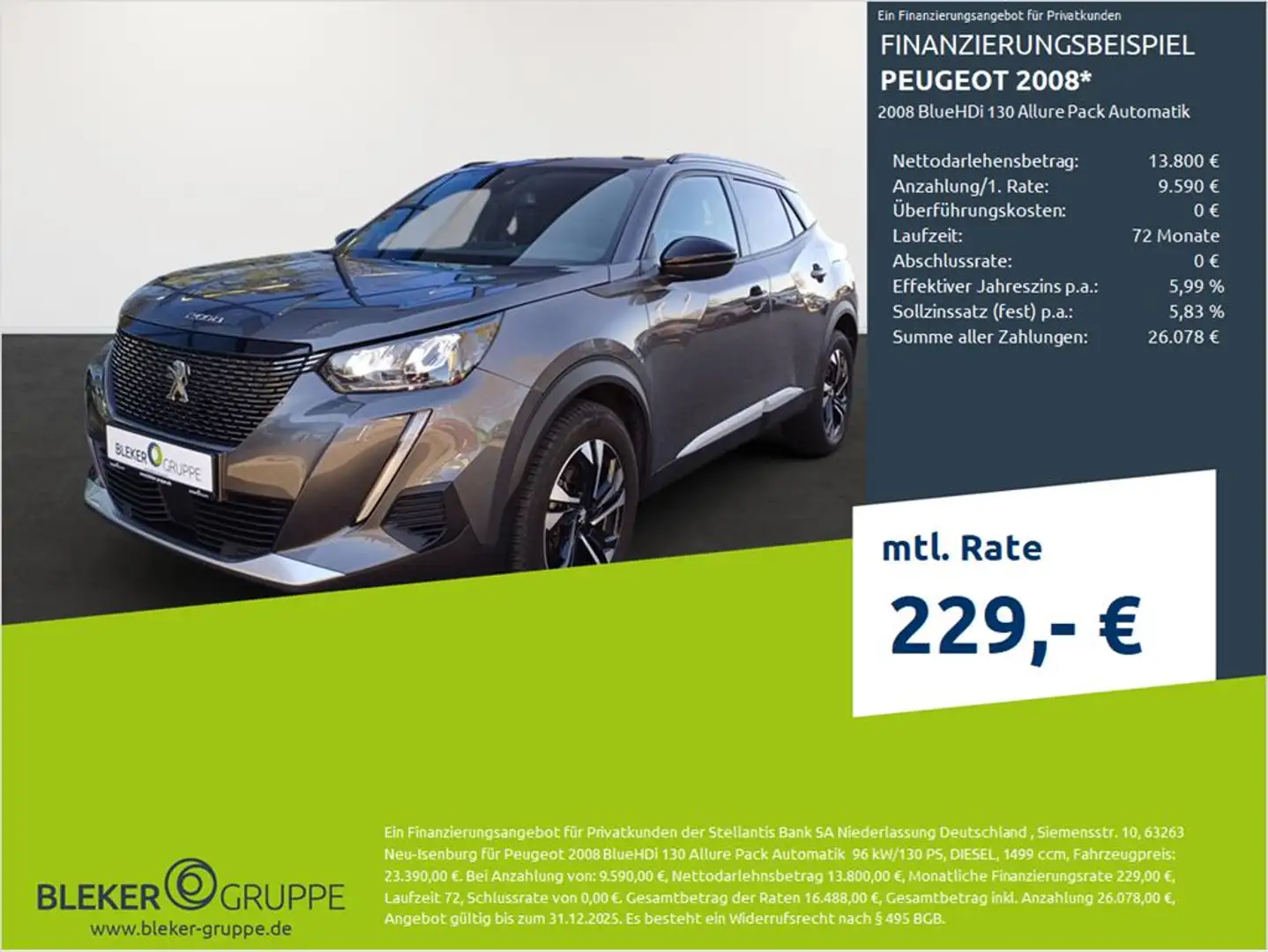 Peugeot 2008 BlueHDi 130 Allure Pack Automatik Grijs - 1
