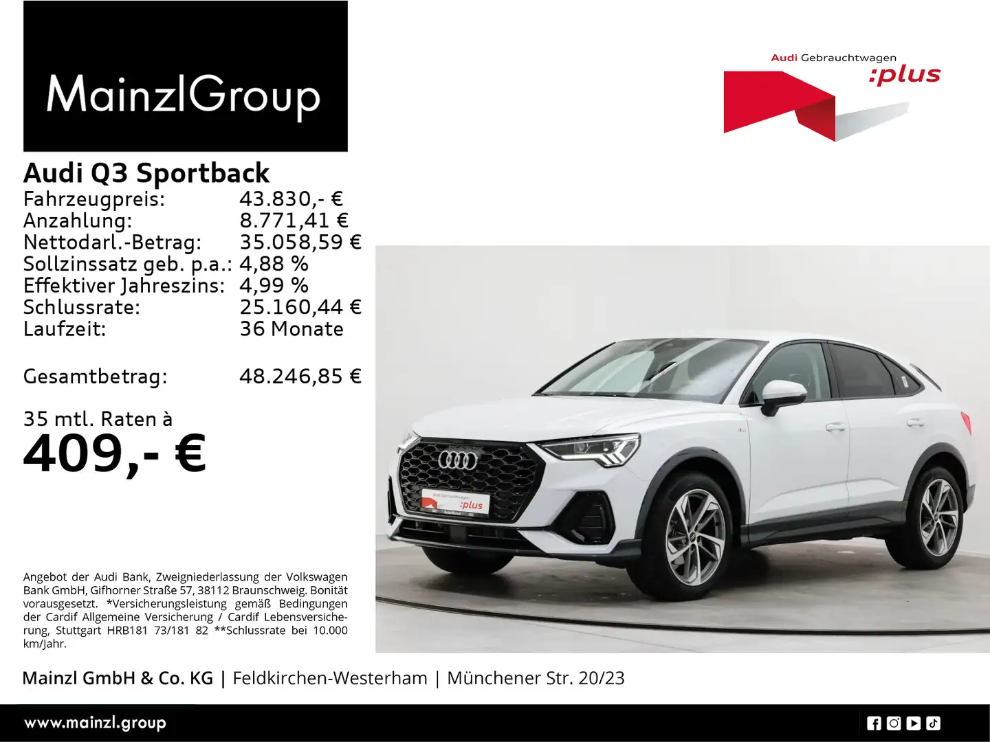 Audi Q3 35 TFSI S tronic S line AHK Navi Weiß - 1