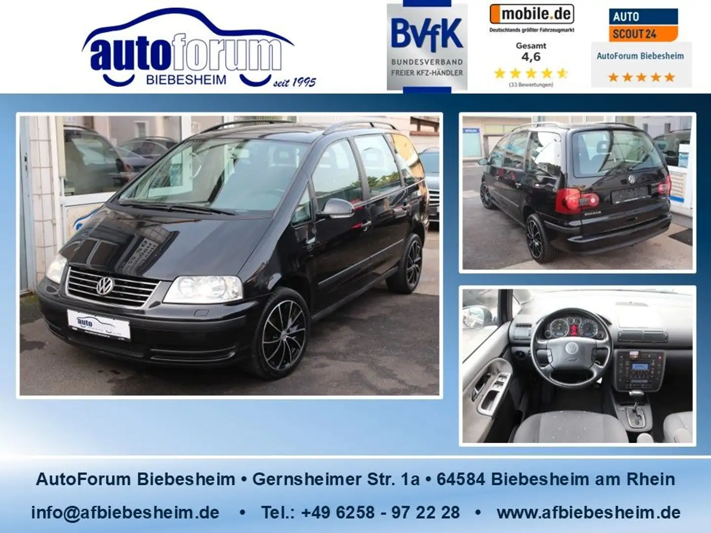 Volkswagen Sharan 1.9 TDI Highline Aut. Xenon*AHK*Sitzhei.. Schwarz - 1