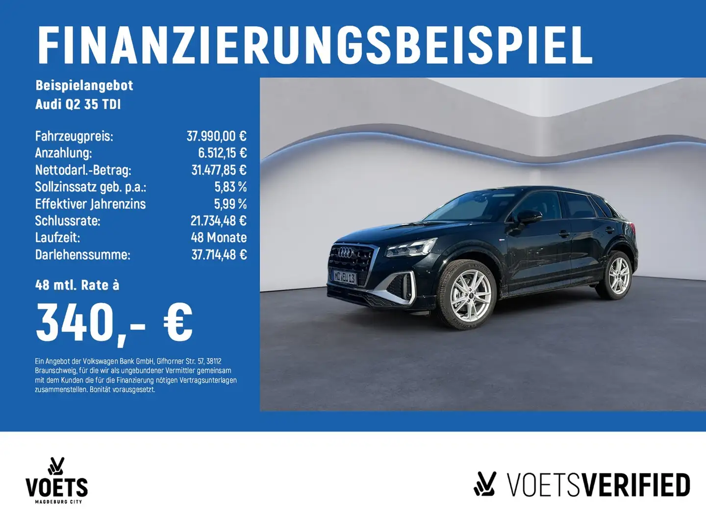 Audi Q2 35 TDI S line AHK+MATRIXLED+18ZOLL+ACC Schwarz - 2