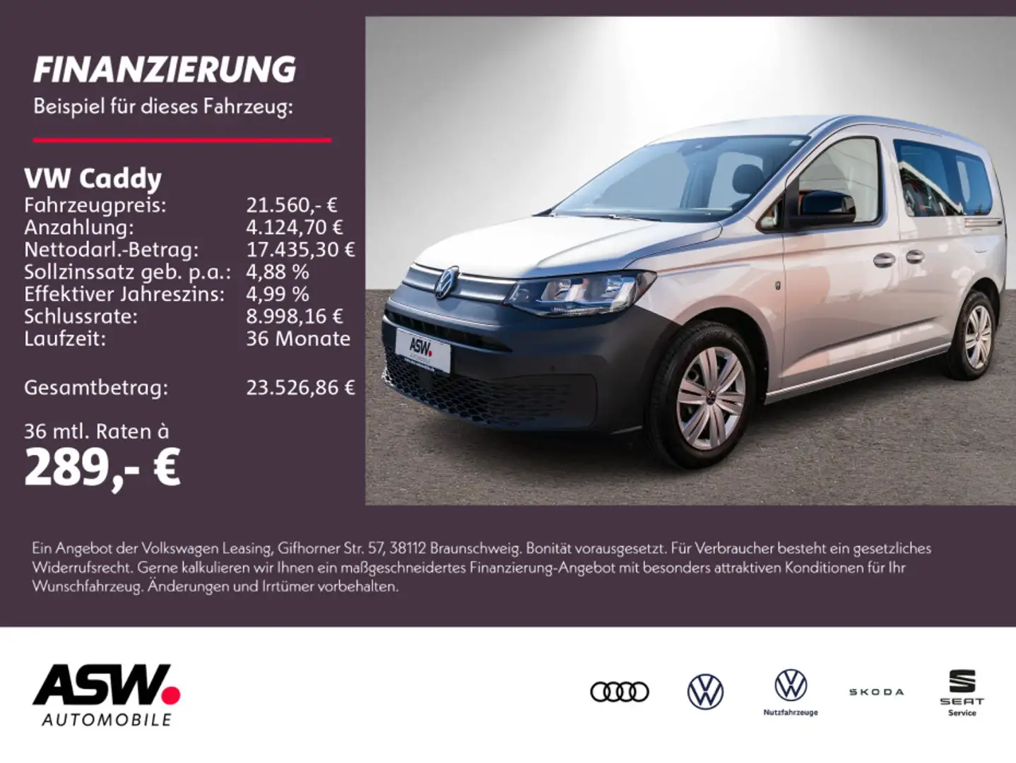 Volkswagen Caddy Kombi 2.0TDI Navi PDC ACC SHZ Standheizung Argent - 1