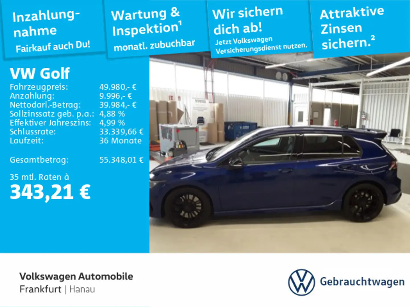 Volkswagen Golf VIII 2.0 TSI DSG R Black Edition Navi IQ.LI Blau - 1