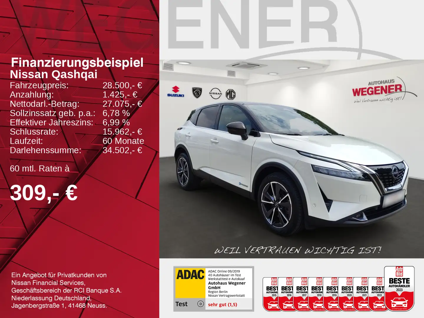 Nissan Qashqai QASHQAI 1.5 VC-T e-POWER TEKNA  Head-Up Display Weiß - 2