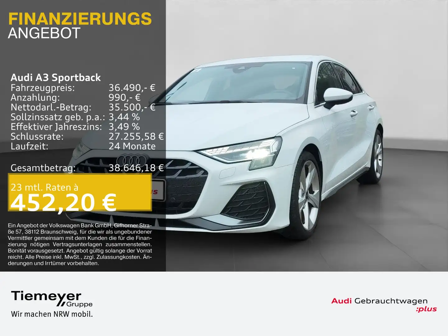 Audi A3 30 TFSI 2x S LINE LM18 AHK SONOS Hu Weiß - 1