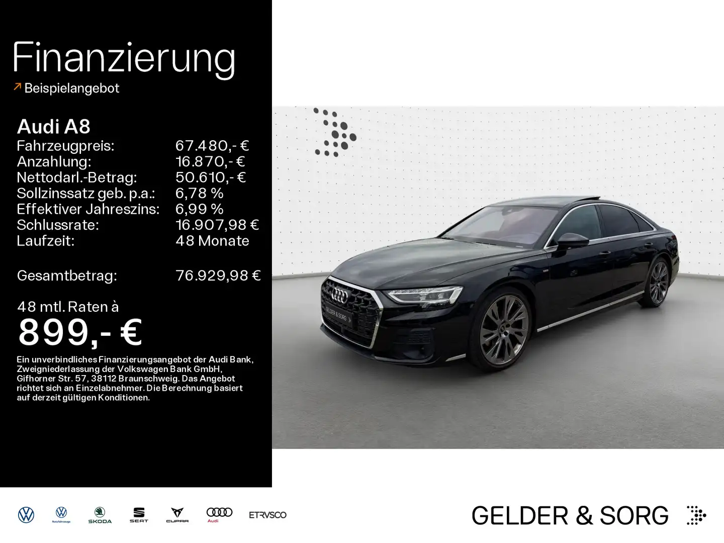 Audi A8 50 TDI S-Line quattro MATRIX*SHZ*B&O*PANO Schwarz - 1