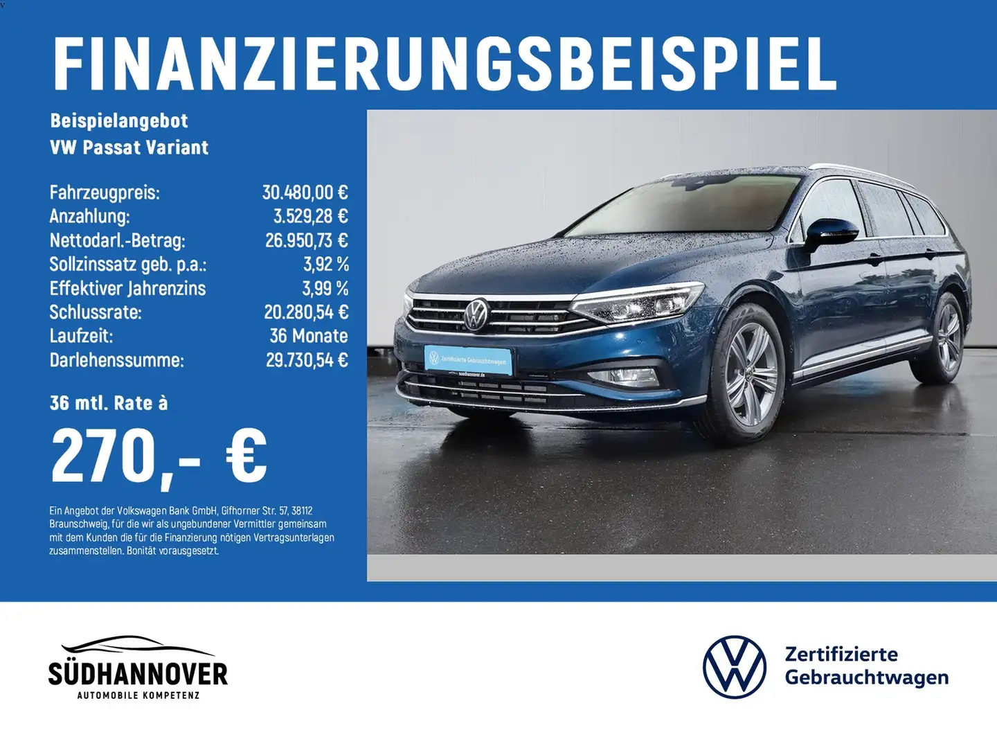 Volkswagen Passat Variant Elegance 2.0 TDI DSG AHK+PANO+LED Blauw - 2
