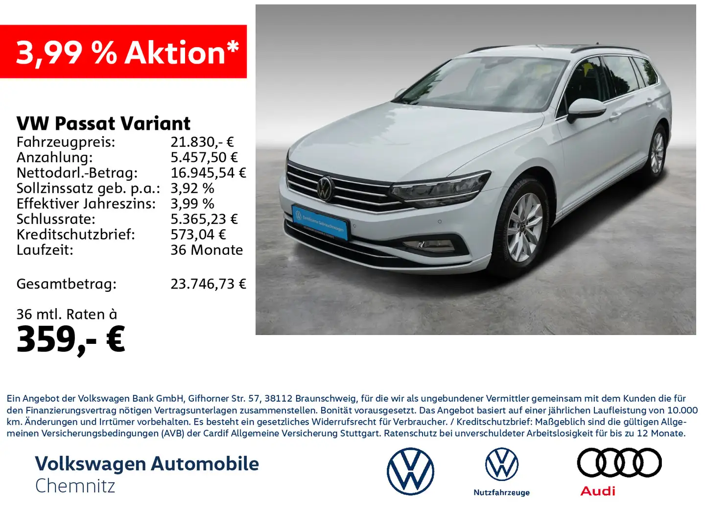 Volkswagen Passat Variant 2.0 TDI Business ACC DAB+ LED Weiß - 1