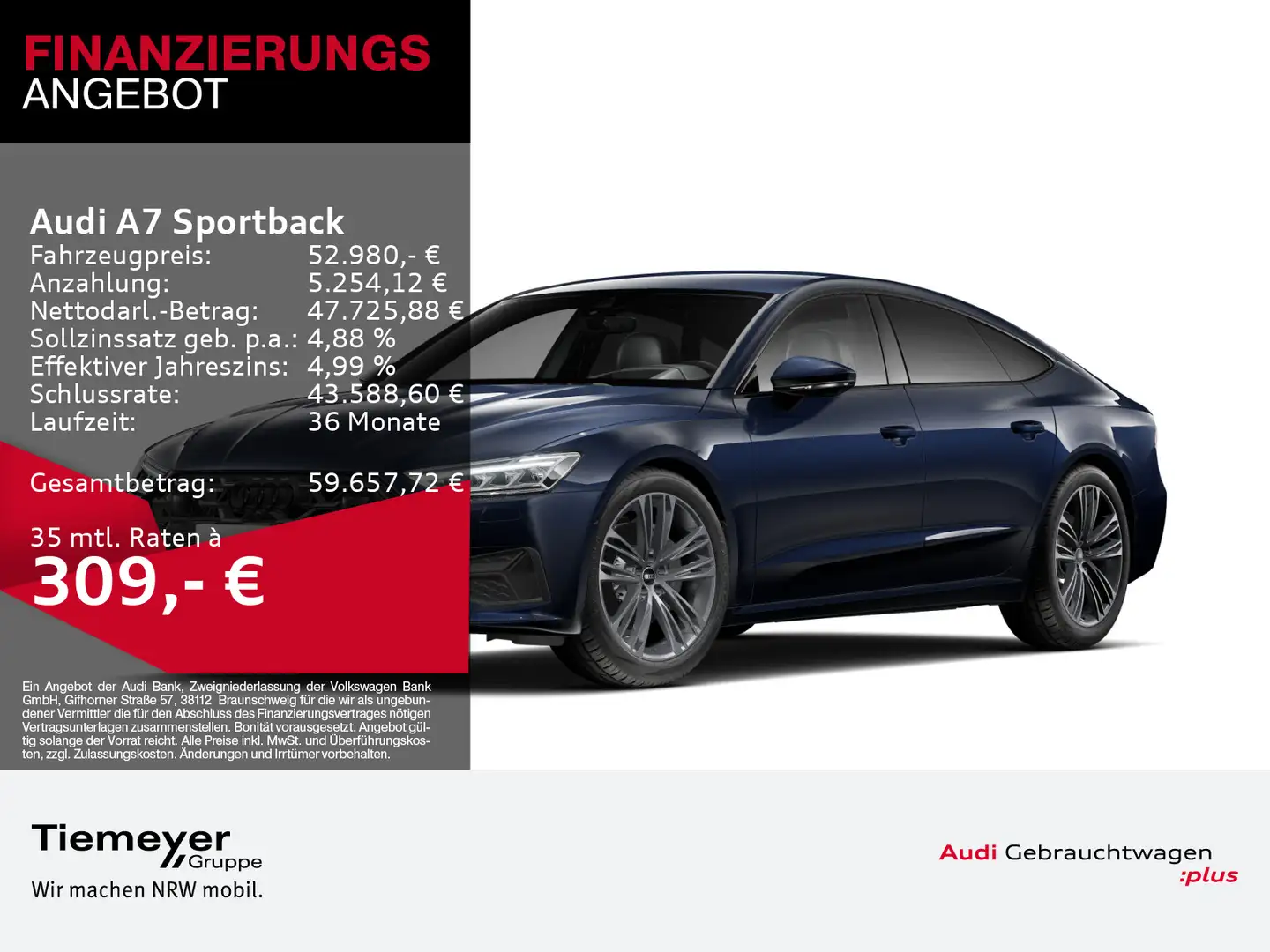 Audi A7 50 TDI Q UPE98 LEDER MEMORY AHK HuD Bleu - 1
